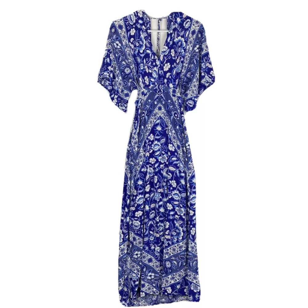 Spell & The Gypsy Lolita Cut Out Maxi Dress Blue Bell Floral - Picture 10 of 11